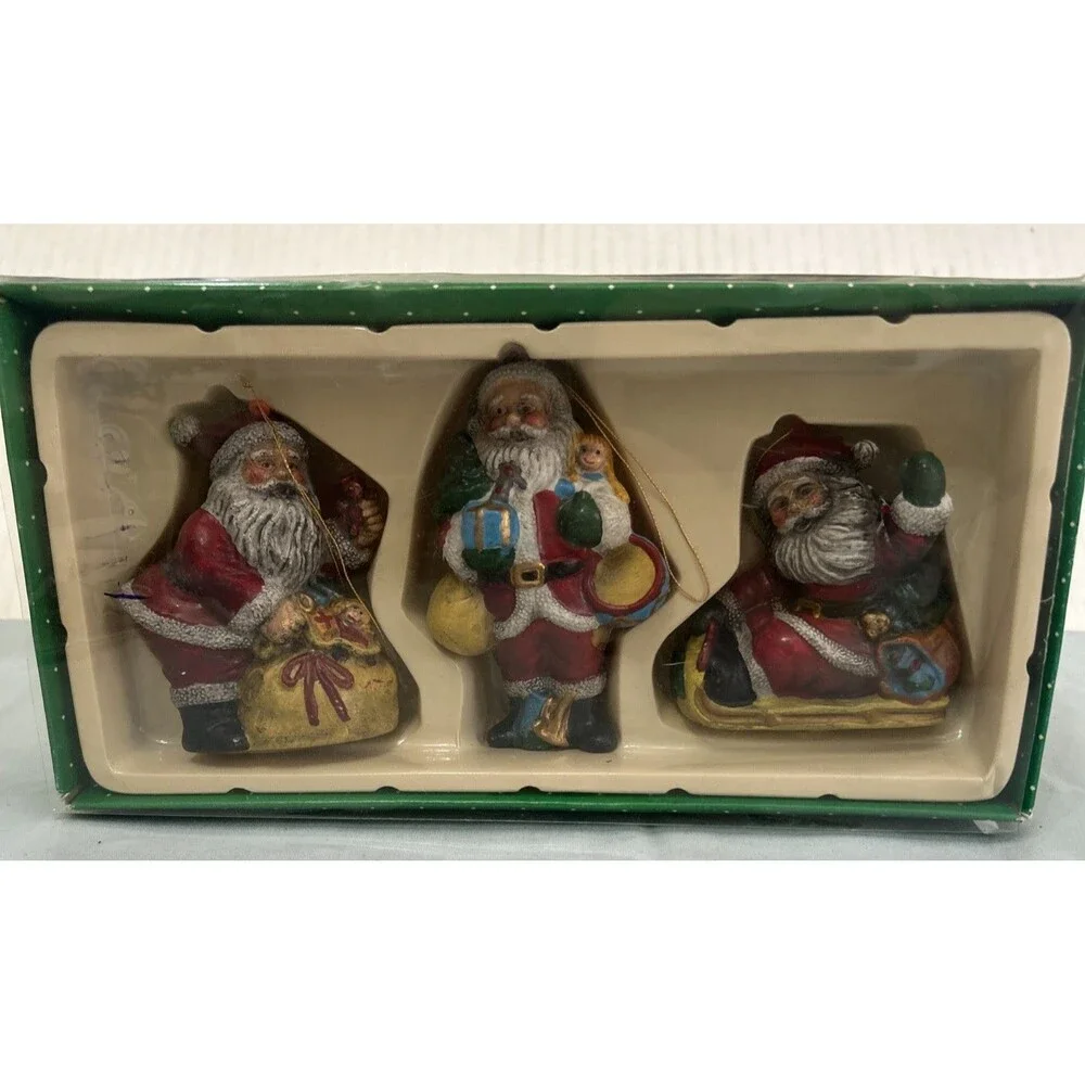 Vintage Old World Santa Ornaments Christmas Tree Decor Set of 3 Figurines